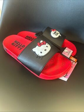 NWT 🆕 Hello Kitty Red and Black Women’s Slide Sandals size 10